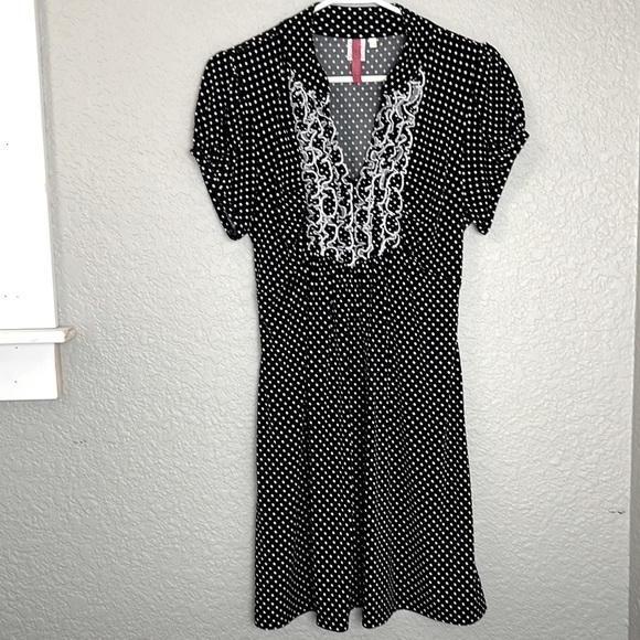 Heart Soul Dresses & Skirts - NWOT! Heart Soul Polka Dot Ruffle Midi Dress Cap Sleeves Black & White XL CUTE!